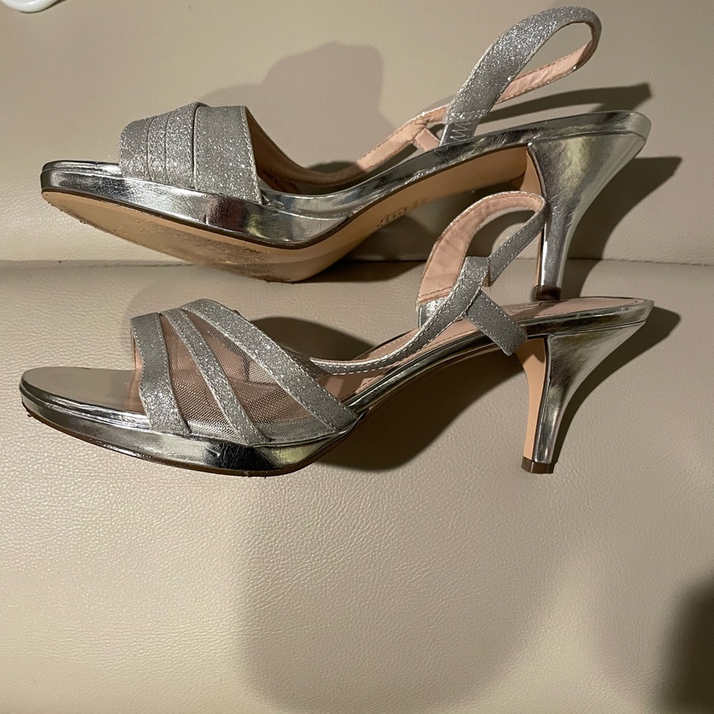 Touch of Nina Silver Strappy Heels